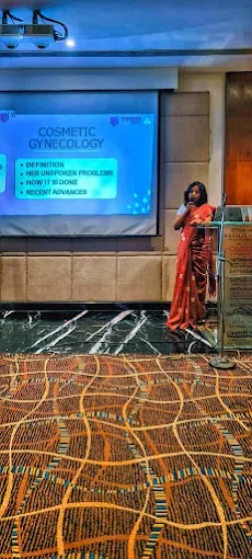 Dr. Sunitha speaking at a medical education event